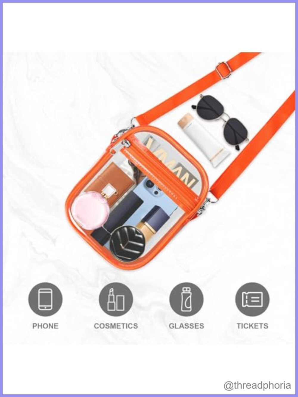 Clear Crossbody Purse Waterproof PVC Stadium Approved - Picture 4 of 6